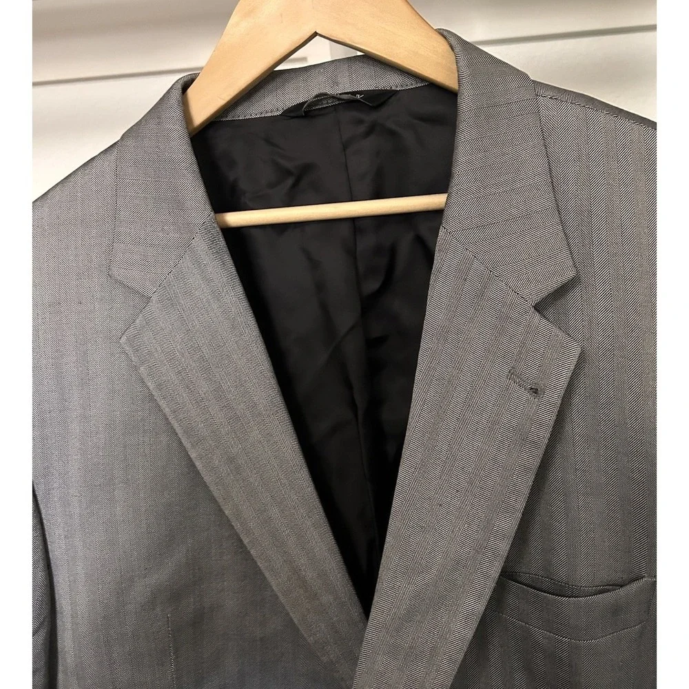 Jos A Bank Signature Collection 50R Gray Pinstriped Silk Wool Blend Suit Jacket